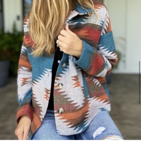 Last L then sold out! Bohemian Aztec Southwest Pattern Jacket - Picture 14 of 17